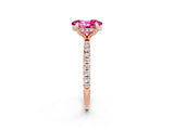 Rose gold Oval Cut Diamond Solitaire Ring with Four-Prong Setting and Pavé Band_2