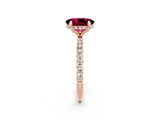 Rose gold Oval Cut Diamond Solitaire Ring with Four-Prong Setting and Pavé Band_2