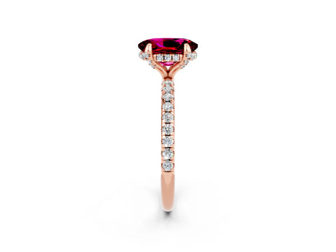 Rose gold Oval Cut Diamond Solitaire Ring with Four-Prong Setting and Pavé Band_2