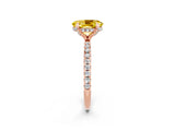 Rose gold Oval Cut Diamond Solitaire Ring with Four-Prong Setting and Pavé Band_2