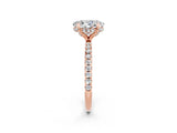 Rose gold Oval Cut Diamond Solitaire Ring with Four-Prong Setting and Pavé Band_2