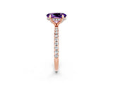 Rose gold Oval Cut Diamond Solitaire Ring with Four-Prong Setting and Pavé Band_2