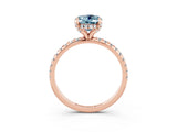 Rose gold Oval Cut Diamond Solitaire Ring with Four-Prong Setting and Pavé Band_3