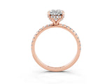 Rose gold Oval Cut Diamond Solitaire Ring with Four-Prong Setting and Pavé Band_3