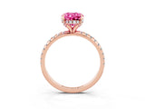 Rose gold Oval Cut Diamond Solitaire Ring with Four-Prong Setting and Pavé Band_3