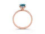 Rose gold Oval Cut Diamond Solitaire Ring with Four-Prong Setting and Pavé Band_3
