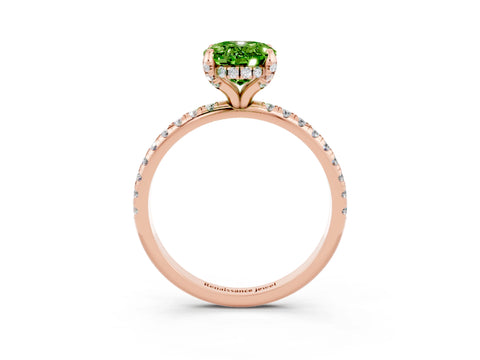 Rose gold Oval Cut Diamond Solitaire Ring with Four-Prong Setting and Pavé Band_3
