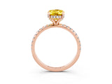 Rose gold Oval Cut Diamond Solitaire Ring with Four-Prong Setting and Pavé Band_3