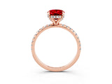 Rose gold Oval Cut Diamond Solitaire Ring with Four-Prong Setting and Pavé Band_3