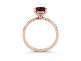 Rose gold Oval Cut Diamond Solitaire Ring with Four-Prong Setting and Pavé Band_3