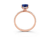 Rose gold Oval Cut Diamond Solitaire Ring with Four-Prong Setting and Pavé Band_3