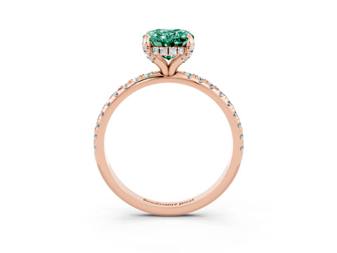 Rose gold Oval Cut Diamond Solitaire Ring with Four-Prong Setting and Pavé Band_3