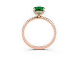 Rose gold Oval Cut Diamond Solitaire Ring with Four-Prong Setting and Pavé Band_3