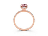 Rose gold Oval Cut Diamond Solitaire Ring with Four-Prong Setting and Pavé Band_3
