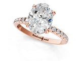 Rose gold Oval Cut Diamond Solitaire Ring with Four-Prong Setting and Pavé Band_4