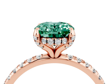 Rose gold Oval Cut Diamond Solitaire Ring with Four-Prong Setting and Pavé Band_4