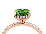 Rose gold Oval Cut Diamond Solitaire Ring with Four-Prong Setting and Pavé Band_4
