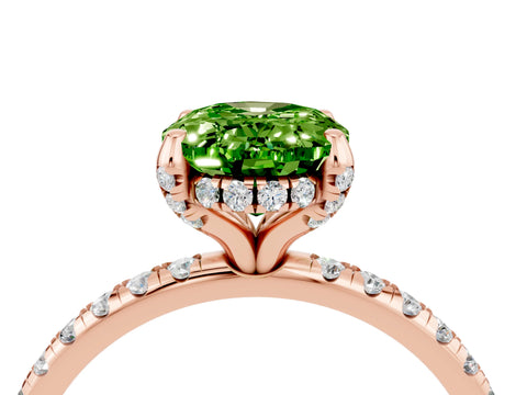 Rose gold Oval Cut Diamond Solitaire Ring with Four-Prong Setting and Pavé Band_4