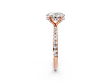 Rose gold Oval Cut Diamond Solitaire Ring with Four-Prong Setting and Pavé Band_5