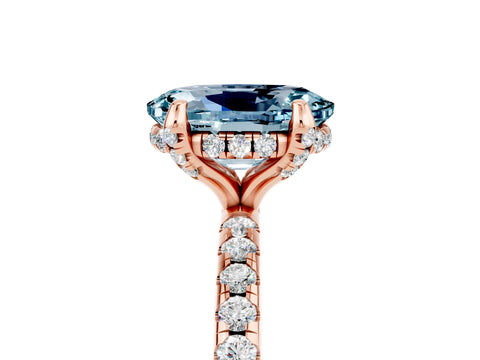 Rose gold Oval Cut Diamond Solitaire Ring with Four-Prong Setting and Pavé Band_5