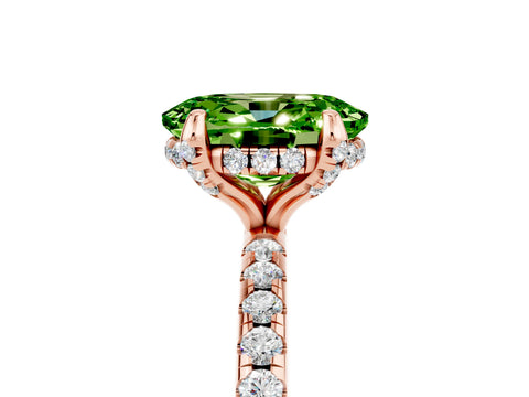 Rose gold Oval Cut Diamond Solitaire Ring with Four-Prong Setting and Pavé Band_5