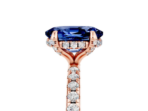 Rose gold Oval Cut Diamond Solitaire Ring with Four-Prong Setting and Pavé Band_5