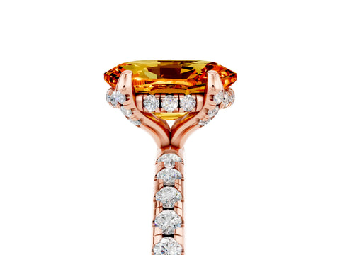 Rose gold Oval Cut Diamond Solitaire Ring with Four-Prong Setting and Pavé Band_5