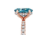 Rose gold Oval Cut Diamond Solitaire Ring with Four-Prong Setting and Pavé Band_5