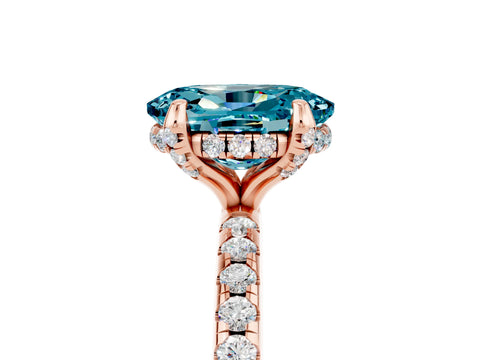Rose gold Oval Cut Diamond Solitaire Ring with Four-Prong Setting and Pavé Band_5