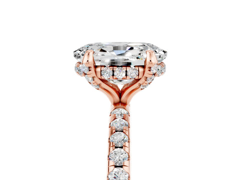 Rose gold Oval Cut Diamond Solitaire Ring with Four-Prong Setting and Pavé Band_5