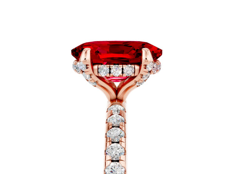 Rose gold Oval Cut Diamond Solitaire Ring with Four-Prong Setting and Pavé Band_5