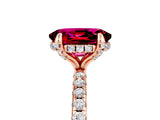 Rose gold Oval Cut Diamond Solitaire Ring with Four-Prong Setting and Pavé Band_5