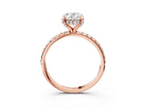 Rose gold Oval Cut Diamond Solitaire Ring with Four-Prong Setting and Pavé Band_6