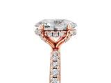 Rose gold Oval Cut Diamond Solitaire Ring with Four-Prong Setting and Pavé Band_8
