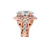 Rose gold Oval Cut Diamond Solitaire Ring with Hidden Halo and Pavé Band_32