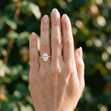 Rose gold Oval Cut Diamond Solitaire Ring with Micro Pave Band and Four Prong Setting_12