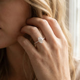 Rose gold Oval Cut Diamond Solitaire Ring with Micro Pave Band and Four Prong Setting_14