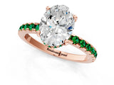 Rose gold Oval Cut Diamond Solitaire Ring with Pavé Band and Four-Prong Setting_1