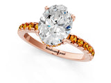 Rose gold Oval Cut Diamond Solitaire Ring with Pavé Band and Four-Prong Setting_1