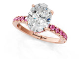 Rose gold Oval Cut Diamond Solitaire Ring with Pavé Band and Four-Prong Setting_1