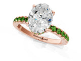 Rose gold Oval Cut Diamond Solitaire Ring with Pavé Band and Four-Prong Setting_1