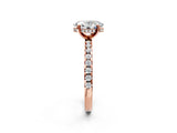 Rose gold Oval Cut Diamond Solitaire Ring with Pavé Band and Four-Prong Setting_2