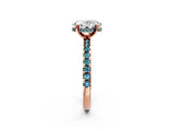 Rose gold Oval Cut Diamond Solitaire Ring with Pavé Band and Four-Prong Setting_2