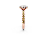 Rose gold Oval Cut Diamond Solitaire Ring with Pavé Band and Four-Prong Setting_2