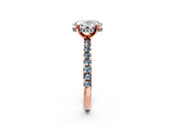 Rose gold Oval Cut Diamond Solitaire Ring with Pavé Band and Four-Prong Setting_2