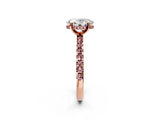 Rose gold Oval Cut Diamond Solitaire Ring with Pavé Band and Four-Prong Setting_2