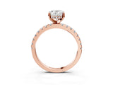 Rose gold Oval Cut Diamond Solitaire Ring with Pavé Band and Four-Prong Setting_3