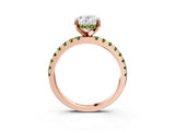 Rose gold Oval Cut Diamond Solitaire Ring with Pavé Band and Four-Prong Setting_3