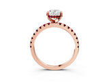Rose gold Oval Cut Diamond Solitaire Ring with Pavé Band and Four-Prong Setting_3