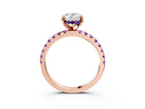 Rose gold Oval Cut Diamond Solitaire Ring with Pavé Band and Four-Prong Setting_3